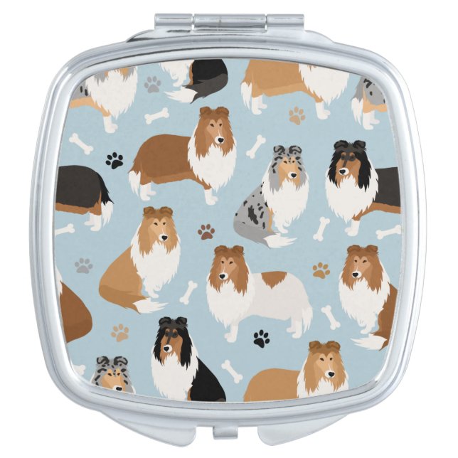 Rough Collie Paws and Bones Compact Mirror (Front)
