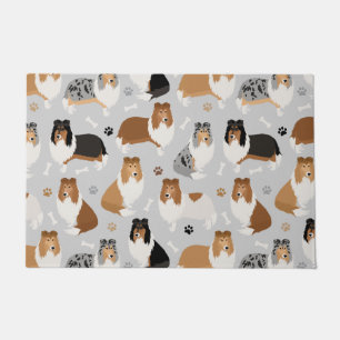 Rough Collie Paws and Bones Doormat