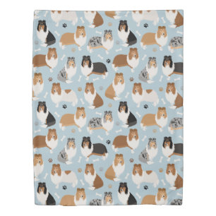 Rough Collie Paws and Bones Duvet Cover