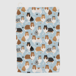 Rough Collie Paws and Bones Golf Towel