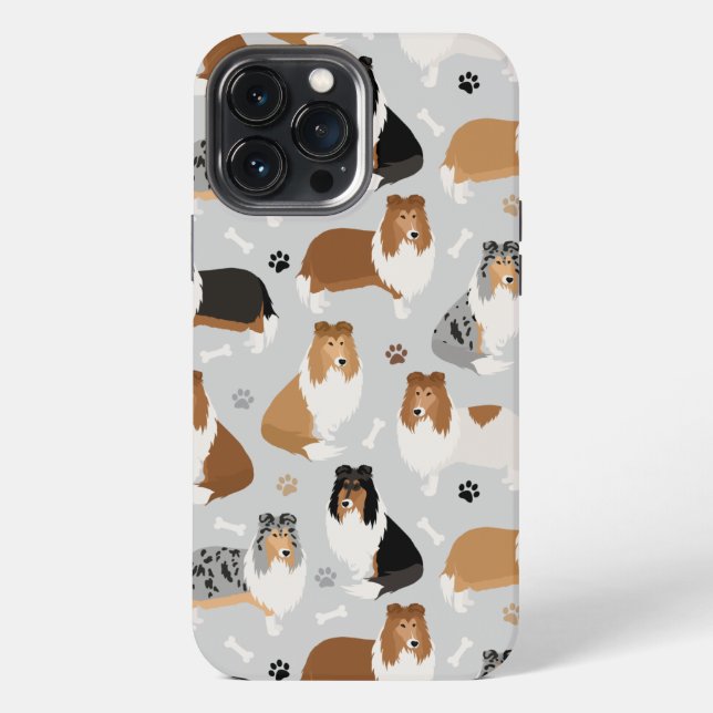 Rough Collie Paws and Bones Iphone Case (Back)