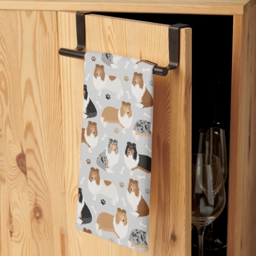 Rough Collie Paws and Bones Kitchen Towel