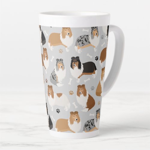 Rough Collie Paws and Bones Latte Mug