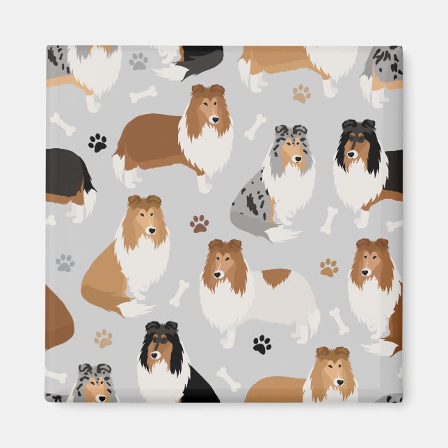 Rough Collie Paws and Bones Magnet (Front)