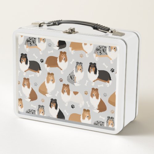 Rough Collie Paws and Bones Metal Lunch Box