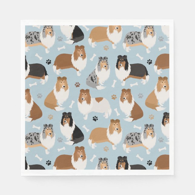 Rough Collie Paws and Bones Napkins (Front)