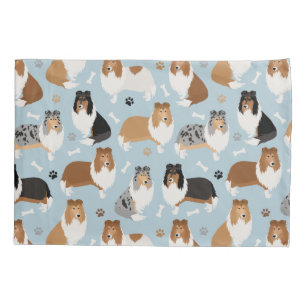 Rough Collie Paws and Bones Pillow Case