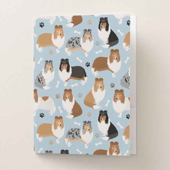 Rough Collie Paws and Bones Pocket Folder (Front)