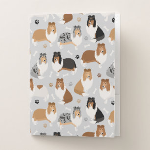 Rough Collie Paws and Bones Pocket Folder