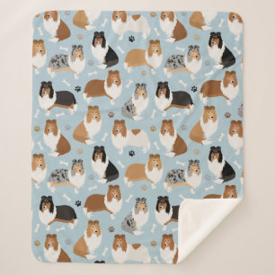 Rough Collie Paws and Bones Sherpa Blanket
