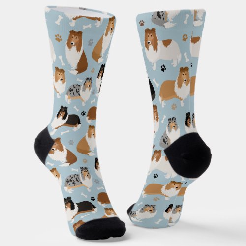 Rough Collie Paws and Bones Socks