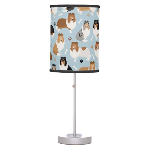 Rough Collie Paws and Bones Table Lamp