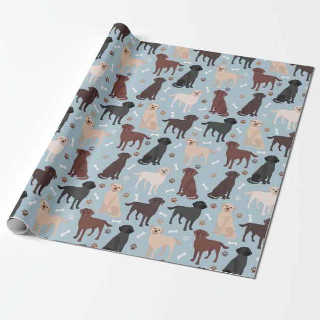 Rough Collie Paws and Bones Wrapping Paper (Unrolled)
