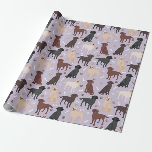 Rough Collie Paws and Bones Wrapping Paper (Unrolled)