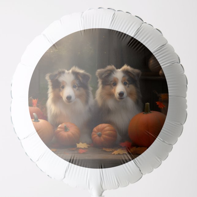 Rough Collie Puppy Autumn Delight Pumpkin  Balloon (Front)