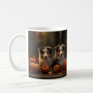 Rough Collie Puppy Autumn Delight Pumpkin Coffee Mug