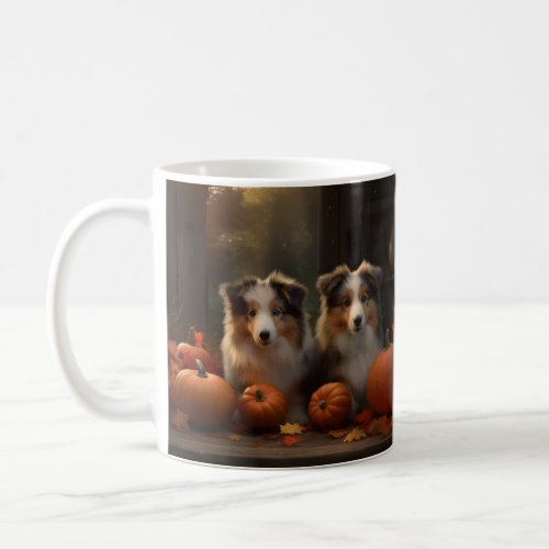 Rough Collie Puppy Autumn Delight Pumpkin  Coffee Mug