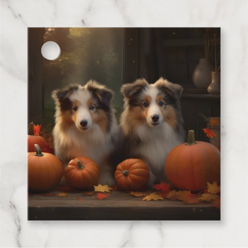 Rough Collie Puppy Autumn Delight Pumpkin  Favor Tags