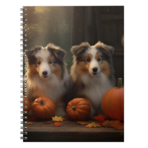 Rough Collie Puppy Autumn Delight Pumpkin Notebook