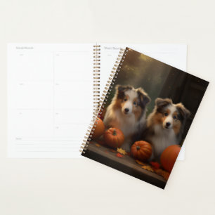 Rough Collie Puppy Autumn Delight Pumpkin Planner