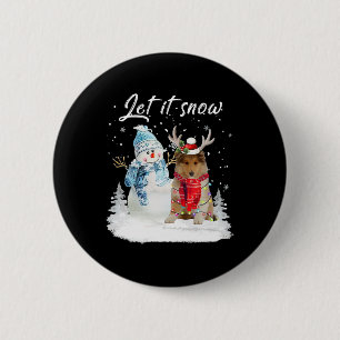 Rough Collie Santa Dog Christmas Snowman Xmas Paja Button