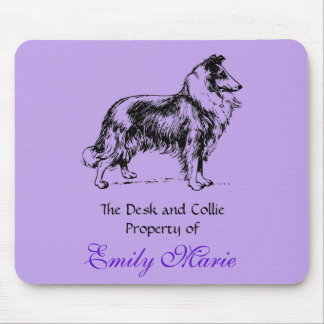 Rough Collie Silhouette: Desk of Mouse Pad