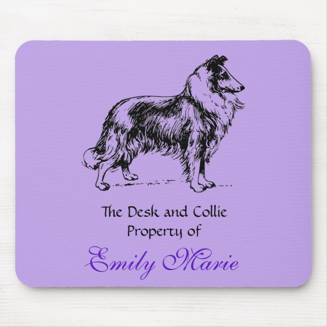 Rough Collie Silhouette: Desk of Mouse Pad (Front)