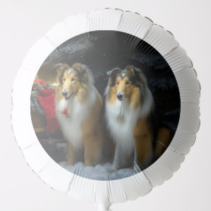 Rough Collie Snowy Sleigh Christmas Decor Balloon
