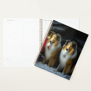 Rough Collie Snowy Sleigh Christmas Decor Planner
