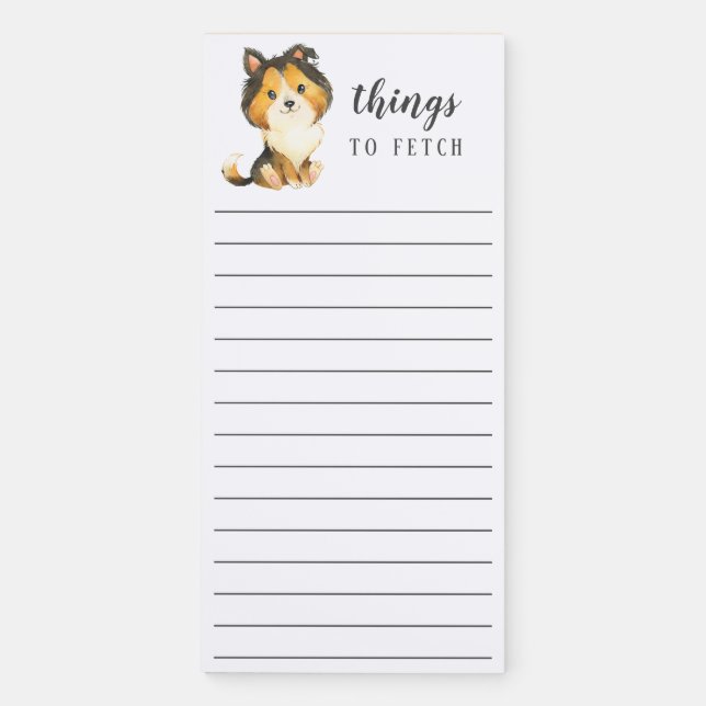 Rough Collie Things to Fetch Magnetic Notepad (Front)