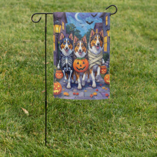 Rough Collie Trick-or-Treating Halloween Costumes Garden Flag