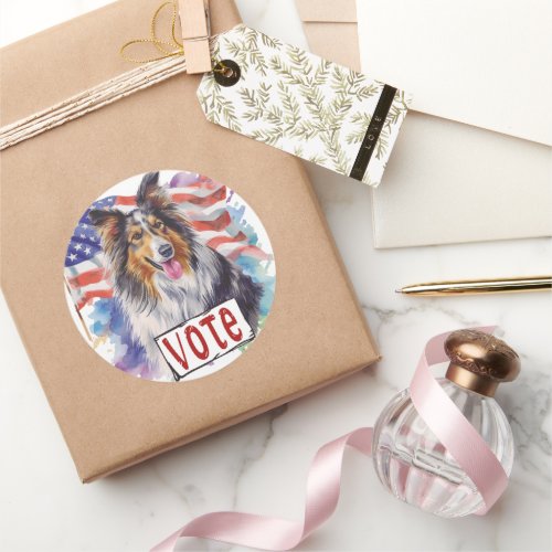 Rough Collie US Elections Vote for a Change Classic Round Sticker