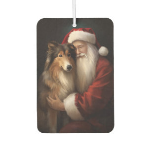 Rough Collie With Santa Claus Festive Christmas Air Freshener
