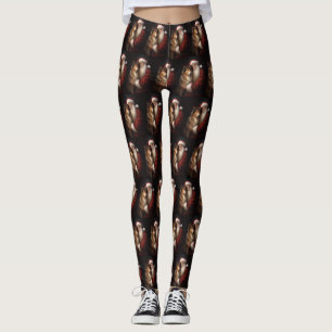 Rough Collie With Santa Claus Festive Christmas Leggings