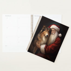 Rough Collie With Santa Claus Festive Christmas Planner