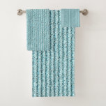 Rough Corduroy Stripes in Bright Aqua Bath Towel Set