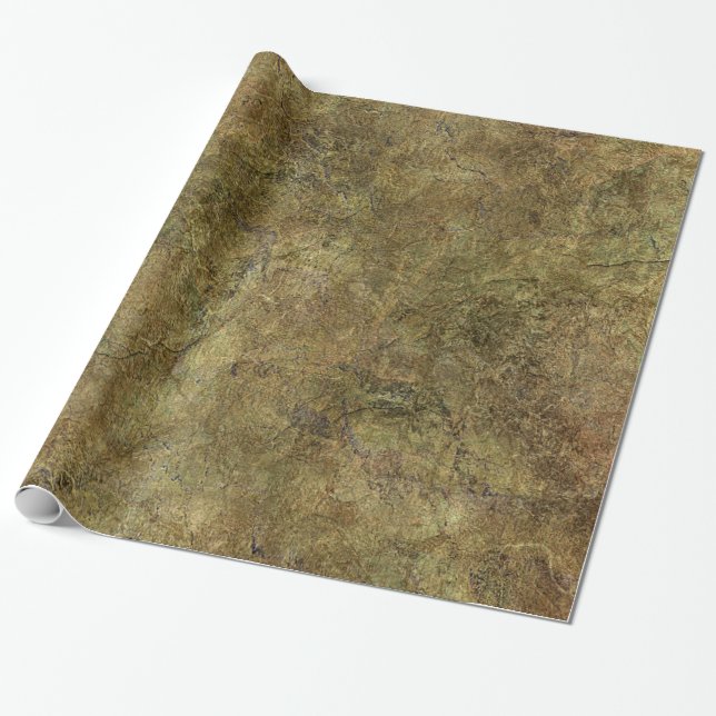 Rough Earth Tone & Green Stone Wrapping Paper (Unrolled)