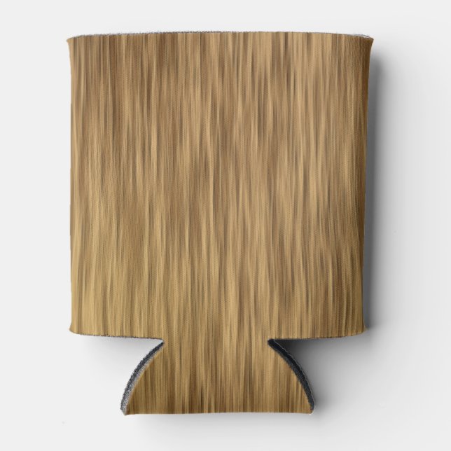 Rough Faux Wood Background in Natural Color Can Cooler (Front)
