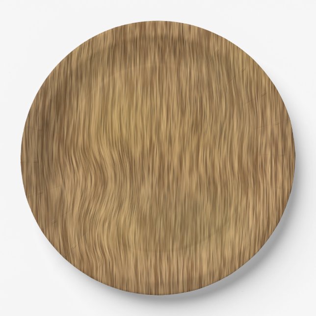 Rough Faux Wood Background in Natural Color Paper Plates (Front)