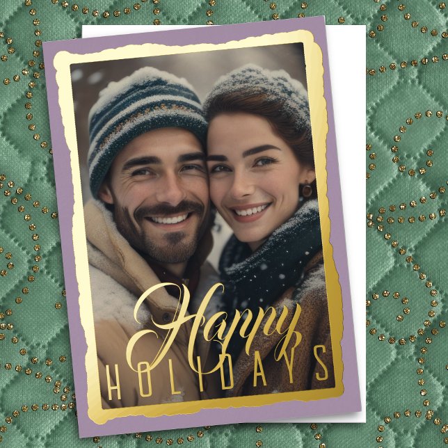 Rough Frame for Photo Happy Holidays Foil Holiday Card (Creator Uploaded)