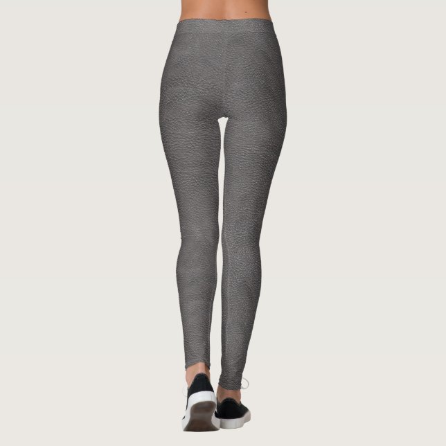 Rough Gray Leather Print Leggings (Back)