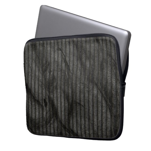 Rough gray stripes over stained abstract drawing t laptop sleeve (Front Left)