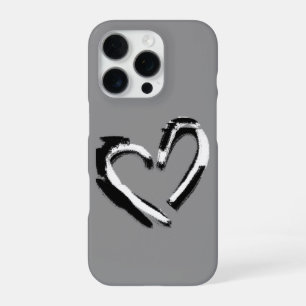 Rough Heart Black and White Design in dark grey iPhone 16 Pro Case
