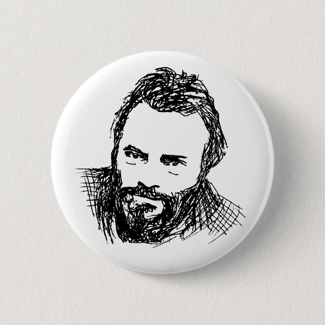 Rough Ink Sketch of Hitch Pinback Button (Front)