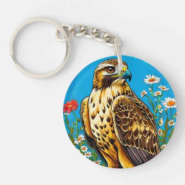 Rough legged hawk bird keychain (Front)