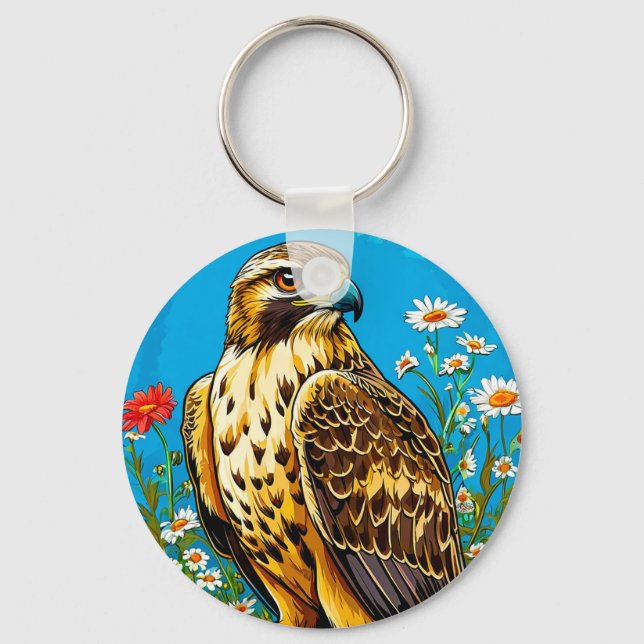 Rough legged hawk bird keychain (Front)