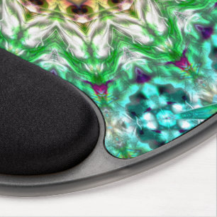 Rough metal aqua blue and green texture mandala gel mouse pad