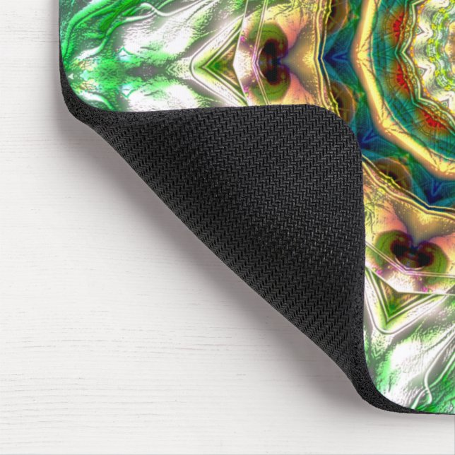 Rough metal aqua blue and green texture mandala    mouse pad (Corner)