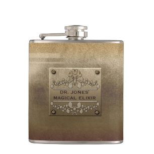 Rough Metal Plate Tarnished Flask