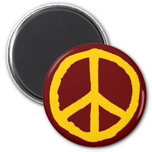 Rough Peace Symbol _ Amber of Dark Maroon Magnet